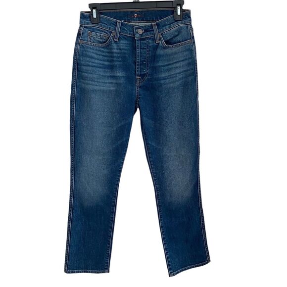 7 For All Mankind 26 Edie Cropped Straight Jeans Montreal - Picture 1 of 8
